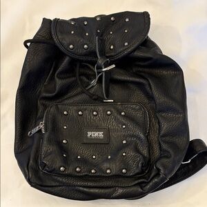 PINK Victoria's Secret Black Backpack with Silver Studs